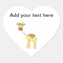 Cute Giraffe. Cartoon. Heart Stickers