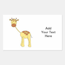 Cute Giraffe. Cartoon. Rectangular Stickers