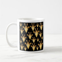 Cute Giraffe Faces, on Black. Coffee Mugs
