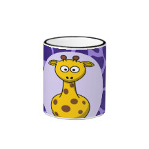 Cute Giraffe on Purple Zoo Animals Pattern Print Mug