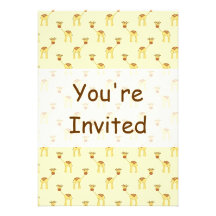 Cute Giraffe Pattern on Yellow. Personalized Invites