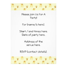 Cute Giraffe Pattern on Yellow. Invites
