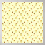 Cute Giraffe Pattern on Yellow. Poster