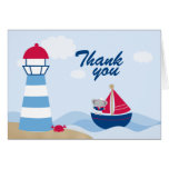 Cute girl elephant sailor thank you folded card
