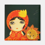 Cute Girl - Leopold Won't Give Up (Original) Fridge Magnets