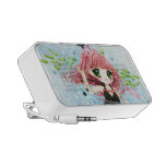 Cute girl with kawaii fish and octopus portable speakers