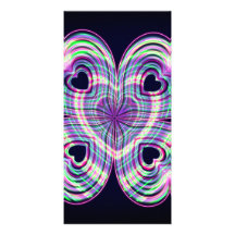 Cute Girly Neon Lighted Heart Design Personalized Photo Card