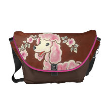 Cute Girly Pink Poodle Dog Courier Bags