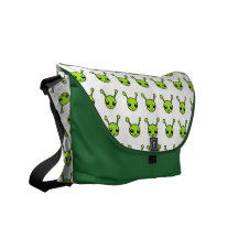 Cute Green Aliens Rickshaw Messenger Bag
