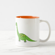 Cute Green Dinosaur+Personalise Name Coffee Mug