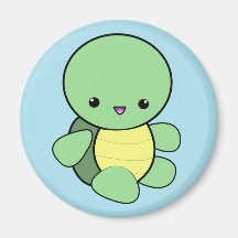 Cute green kawaii baby turtle magnet.