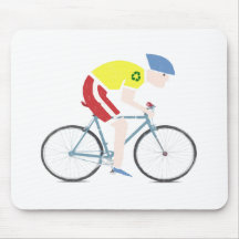 Cute grunge cartoon bike rider mouse pad