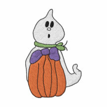 Cute Halloween Pumpkin and Ghost Emb Shirt