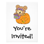 cute halloween teddy bear in pumpkin boo personalized invite