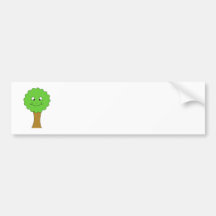 Cute Happy Green Tree. On white. Bumper Stickers