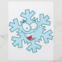 cute happy silly cartoon snowflake character flyer