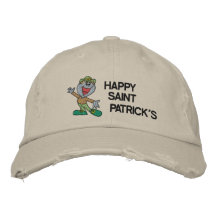 Cute Happy St Patrick's Day Embroidered Hat