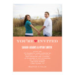 Cute Heart Peach Red Wedding Photo Invitations