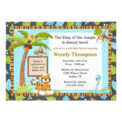 Cute Jungle Baby Shower Invitation