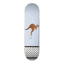 Cute kangaroo with baby in pouch skate board