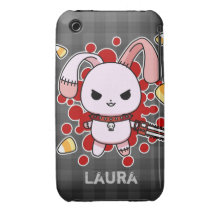 Cute Kawaii evil bunny with chainsaw iPhone 3 Case-Mate Case