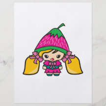 Cute Kawaii Girl Kid With Strawberry Hat Custom Flyer