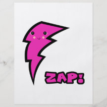Cute Kawaii Pink and Black Zap Lighting Bolt Personalized Flyer