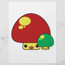 cute kawaii toadstool mushrooms red green full color flyer
