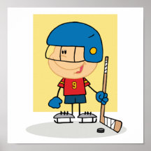 Cute Kid Hockey Player Posters