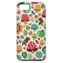 Cute kids pattern with flower leaf deer mushroom