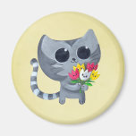 Cute Kitty Cat and flowers Magnets