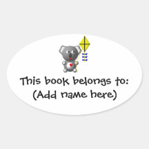 Cute Koala flying a kite Oval Sticker