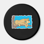 cute leopard in tree refrigerator magnets
