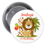 Cute Lion 1st Birthday Button
