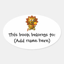 Cute lion with lollipop! oval sticker