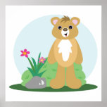 cute little bear standing outside poster