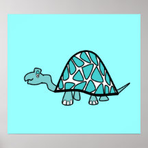 Cute little blue turtle posters