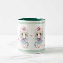 Cute little cat girls two-tone mug