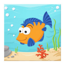 Cute little fish stretched canvas prints