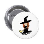 Cute Little Girl Child Witch Pinback Button