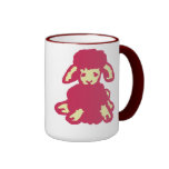 Cute Little Lamb in Cream and Red Mug
