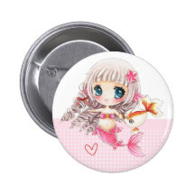 Cute little mermaid button