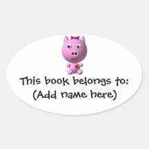 Cute little pink piggy with hearts and bow! sticker
