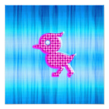 Cute Little polka dot blue and pink birdy Photographic Print