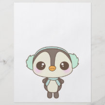 cute little snow day penguin cartoon custom flyer