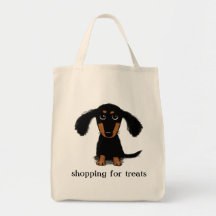 Cute Long Haired Dachshund Puppy with Text Canvas Bag