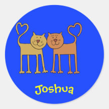Cute Love Cats Personalised Name Gift Stickers