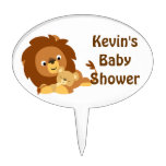 Cute Loving Cartoon Lion Dad and Cub Cake Topper