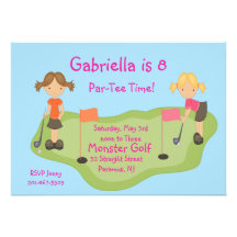 Cute Miniature Golf Girls Party Invitation