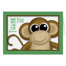 Cute Monkey Green Thank You Card
